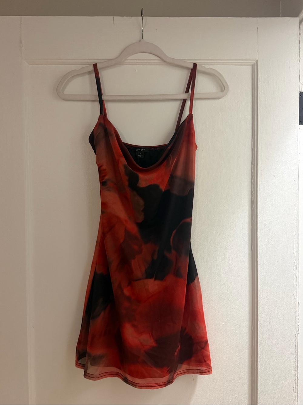 Nasty Gal Red & Black Cowl Slip Mini Dress